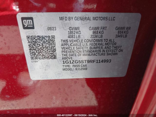 1G1ZG5ST9RF114993 Chevrolet Malibu Fwd Rs