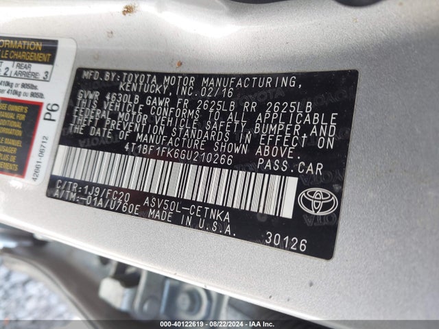 Toyota CAMRY LE 2016 4T1BF1FK6GU210266 Image 9