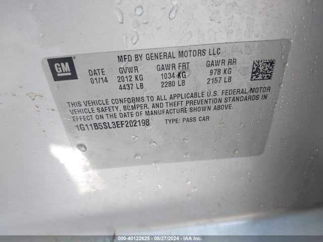 Chevrolet Malibu 1ls 2014 1G11B5SL3EF202198 Image 9