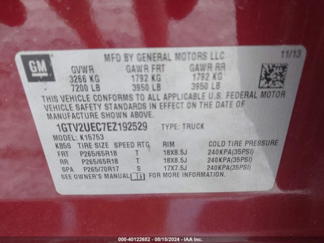 1GTV2UEC7EZ192529 GMC Sierra 1500 Sle