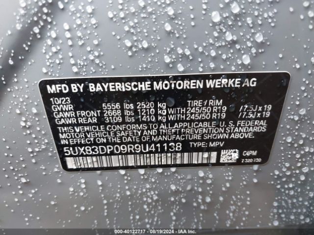 5UX83DP09R9U41138 BMW X3 M40i