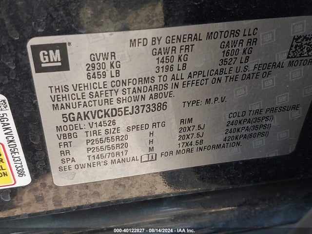 5GAKVCKD5EJ373386 Buick Enclave Premium