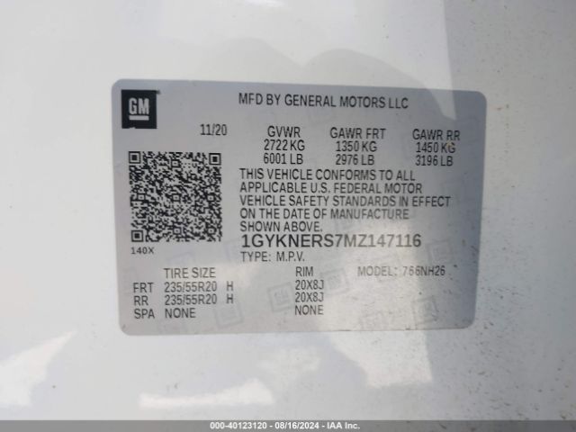 1GYKNERS7MZ147116 Cadillac Xt5 Fwd Premium Luxury
