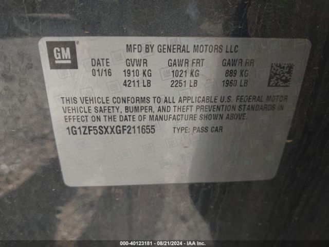 1G1ZF5SXXGF211655 Chevrolet MALIBU 2LT