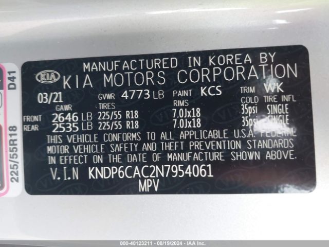 KNDP6CAC2N7954061 KIA Sportage Nightfall Edition