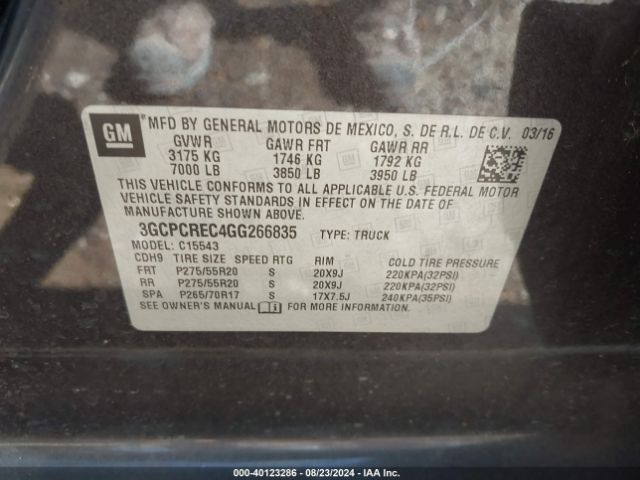 3GCPCREC4GG266835 Chevrolet Silverado 1500 1lt