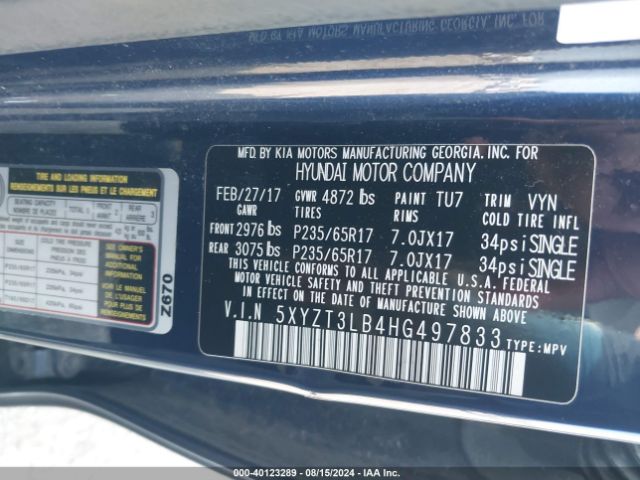 5XYZT3LB4HG497833 Hyundai Santa Fe Sport 2.4l