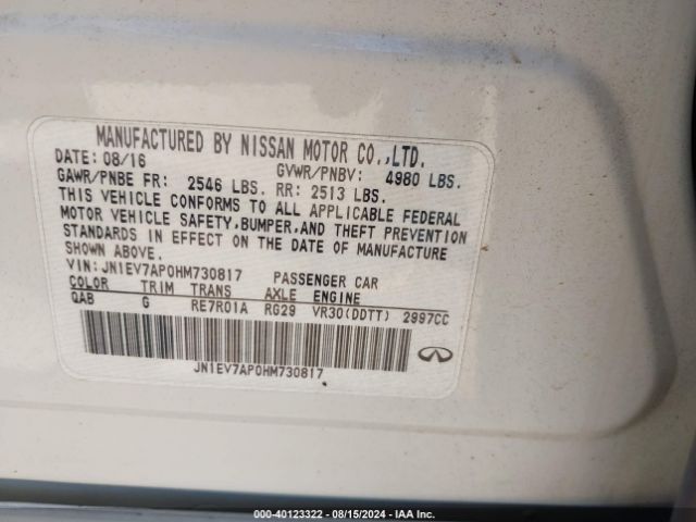 JN1EV7AP0HM730817 Infiniti Q50 3.0t Premium