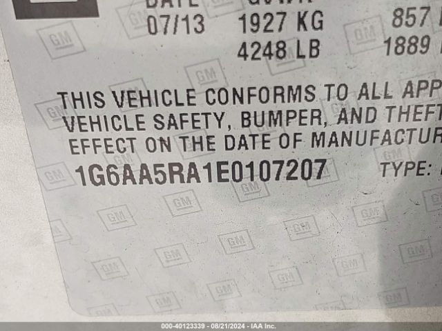 1G6AA5RA1E0107207 Cadillac Ats Standard