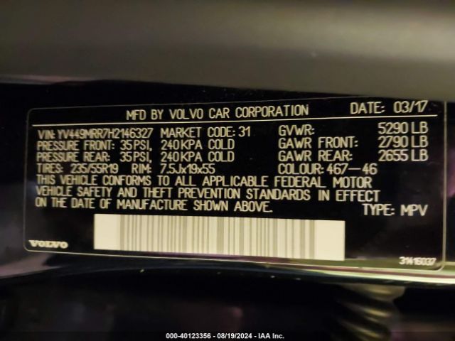YV449MRR7H2146327 Volvo Xc60 T6 Dynamic