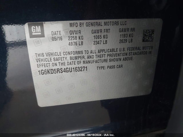 Cadillac CT6 LUXURY 2016 1G6KD5RS4GU163271 Image 9