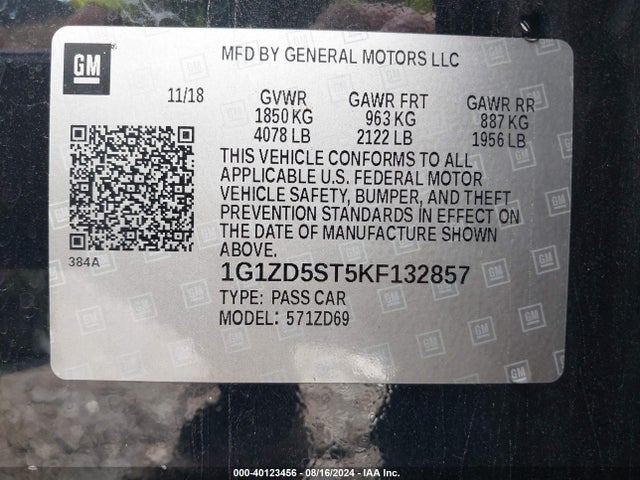 Chevrolet MALIBU LT 2019 1G1ZD5ST5KF132857 Image 9