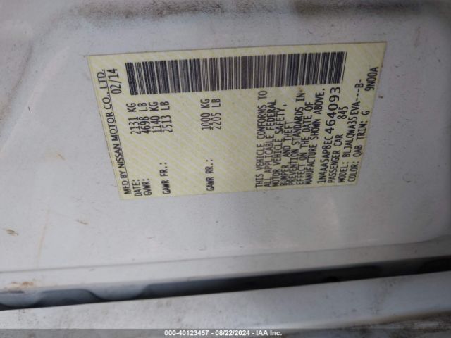 1N4AA5AP8EC464093 Nissan Maxima 3.5 S/3.5 Sv