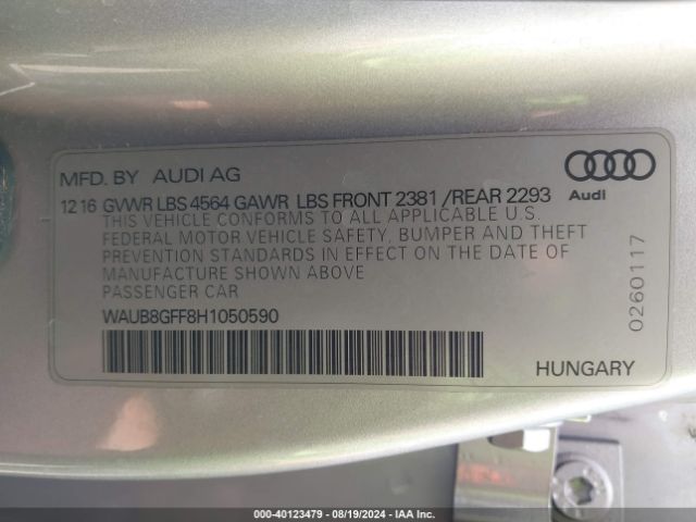 WAUB8GFF8H1050590 Audi A3 2.0t Premium