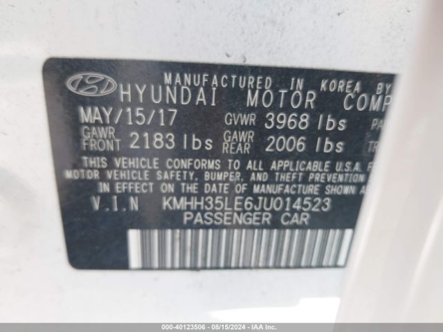 KMHH35LE6JU014523 Hyundai ELANTRA GT