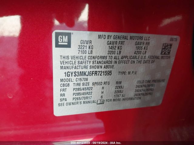 1GYS3MKJ6FR721595 Cadillac Escalade Luxury