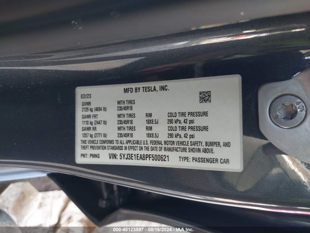 2023 TESLA MODEL 3 5YJ3E1EA8PF500621 Photo 8