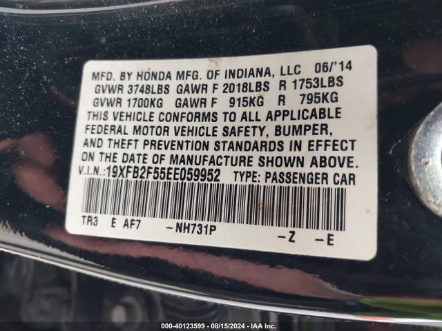 Honda Civic Lx 2014 19XFB2F55EE059952 Image 9