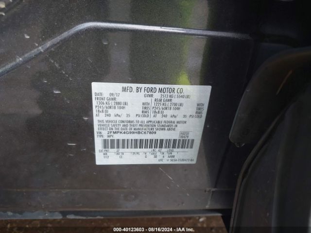 2FMPK4G99HBC67809 Ford EDGE SE