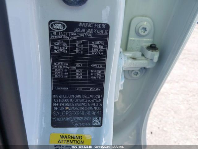 SALCP2FX9NH909641 Land Rover Discovery Sport Se