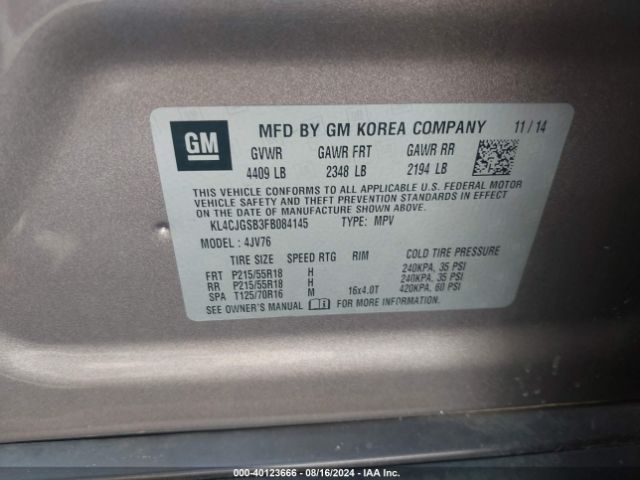 KL4CJGSB3FB084145 Buick Encore Leather