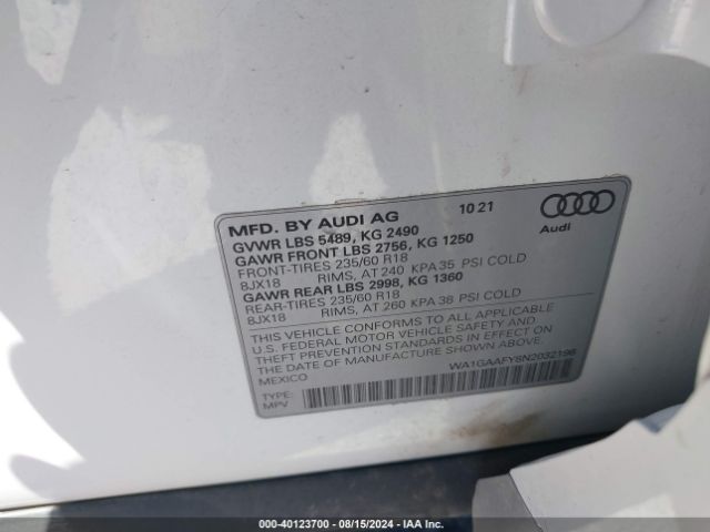 WA1GAAFY8N2032196 Audi Q5 Premium 45 Tfsi S Line Quattro S Tronic
