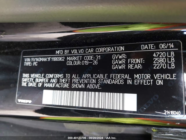 YV140MAK1F1186962 Volvo S80 T5