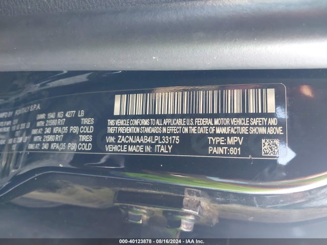 ZACNJAAB4LPL33175 Jeep Renegade Sport Fwd