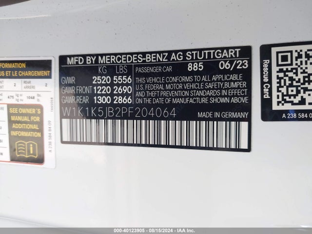W1K1K5JB2PF204064 Mercedes-Benz E 450
