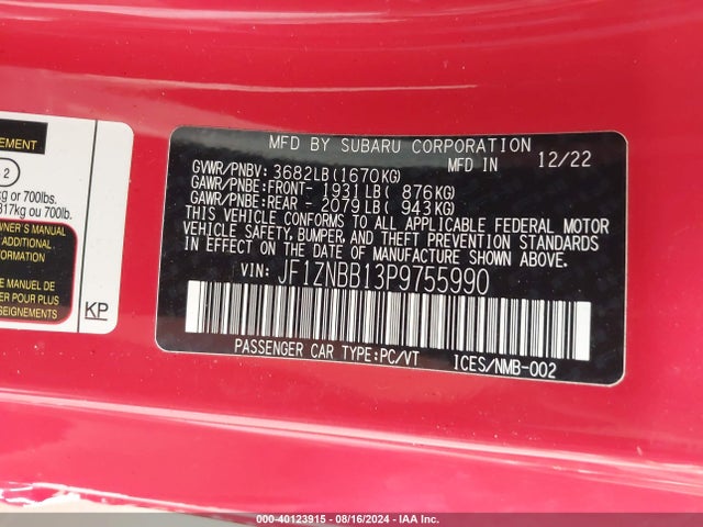 Toyota GR86 2023 JF1ZNBB13P9755990 Image 9