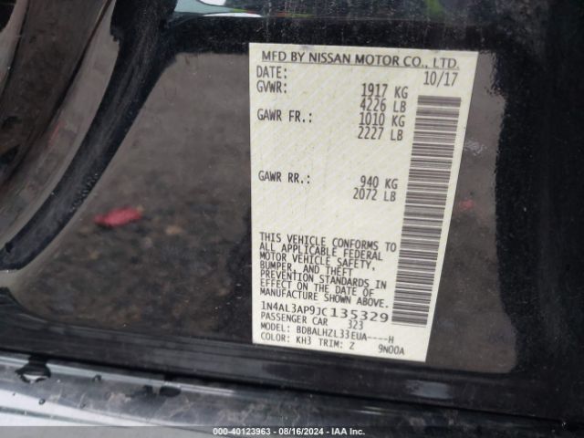 1N4AL3AP9JC135329 Nissan Altima 2.5 Sr