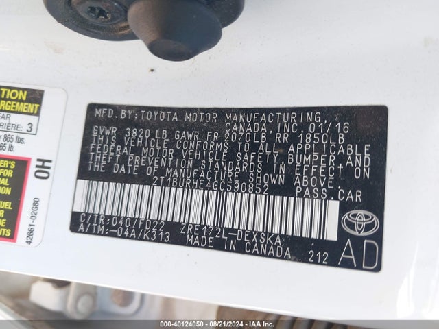 Toyota Corolla S Plus 2016 2T1BURHE4GC590852 Image 9