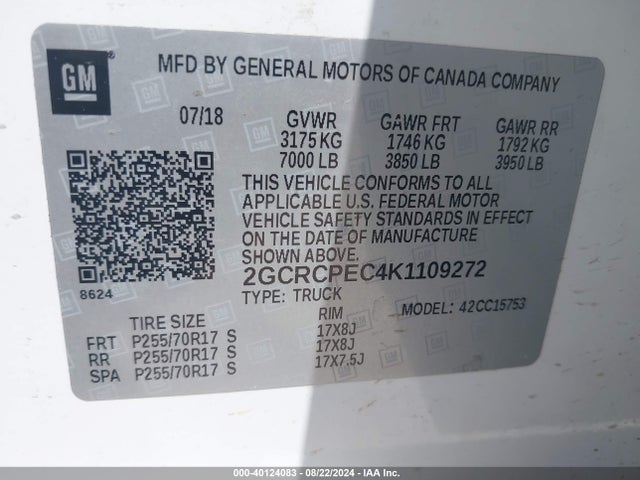 Chevrolet Silverado 1500 Ld Lt 2019 2GCRCPEC4K1109272 Image 9