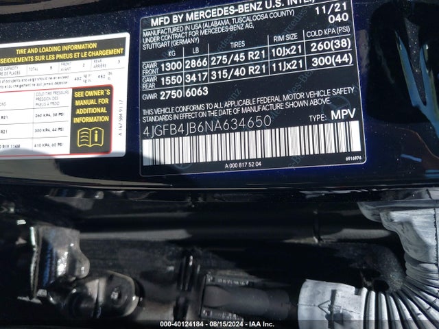 4JGFB4JB6NA634650 Mercedes-Benz GLE 350
