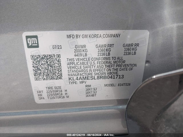 KL4AMESL8RB041713 Buick Encore Gx Sport Touring Awd