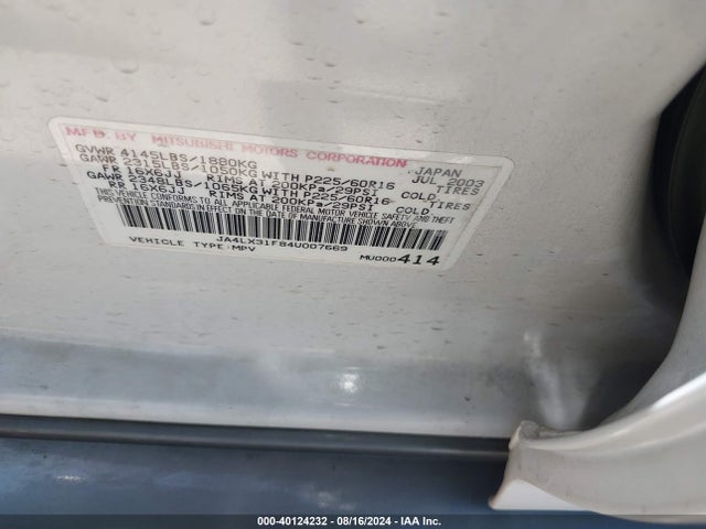 2004 MITSUBISHI OUTLANDER JA4LX31F84U007669 Photo 8
