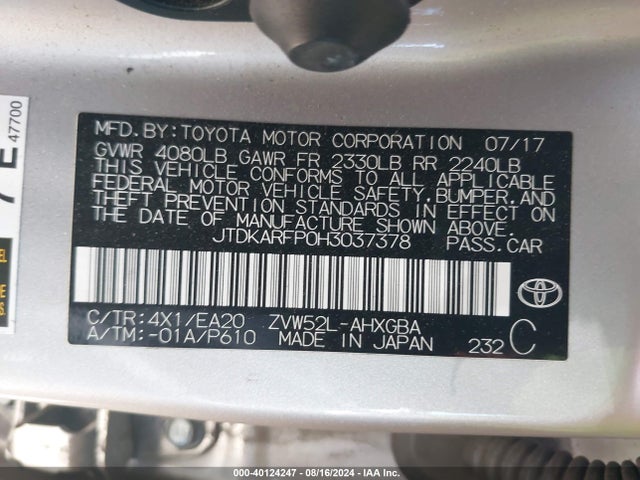 JTDKARFP0H3037378 Toyota Prius Prime Advanced