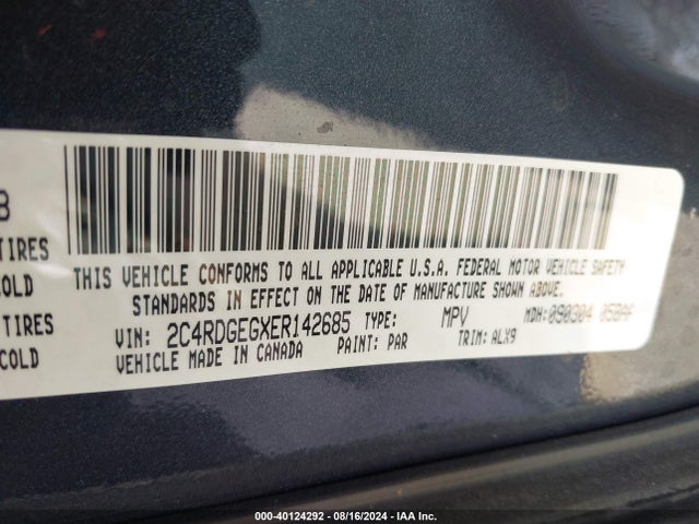 Dodge Grand Caravan R/t 2014 2C4RDGEGXER142685 Image 9
