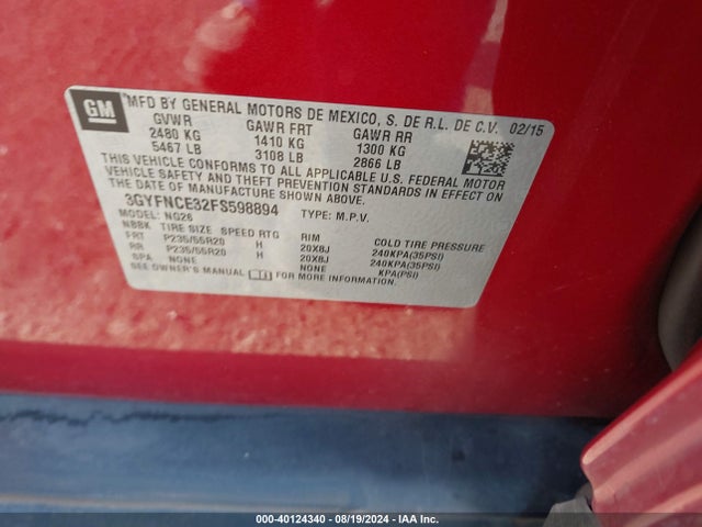 3GYFNCE32FS598894 Cadillac Srx Performance Collection