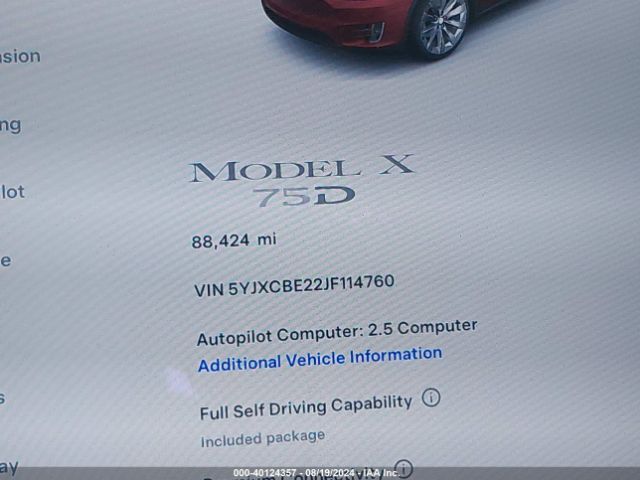 5YJXCBE22JF114760 Tesla Model X 100d/75d/p100d