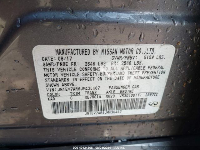 JN1EV7AR9JM436467 Infiniti Q50 3.0t Luxe