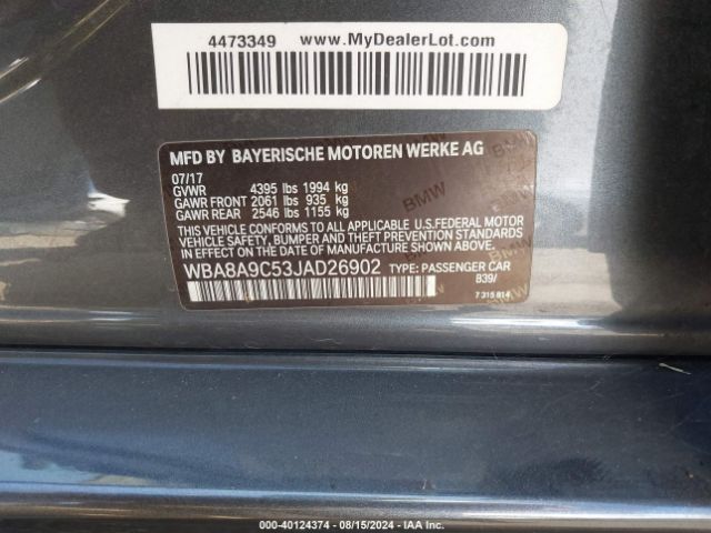 WBA8A9C53JAD26902 BMW 320i