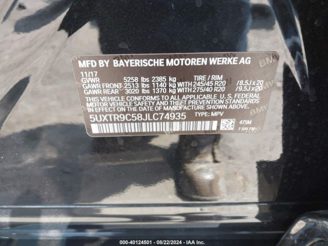 5UXTR9C58JLC74935 BMW X3 Xdrive30i