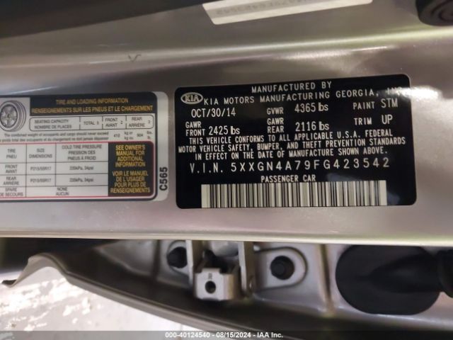 5XXGN4A79FG423542 KIA OPTIMA EX