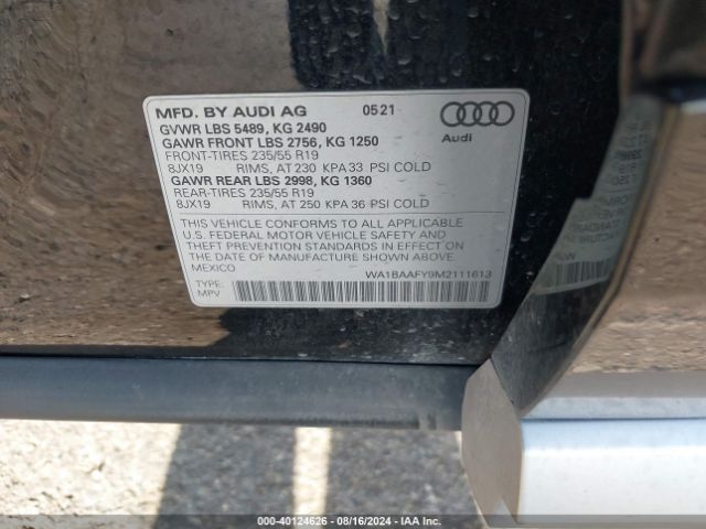 WA1BAAFY9M2111613 Audi Q5 Premium Plus 45 Tfsi Quattro S Tronic