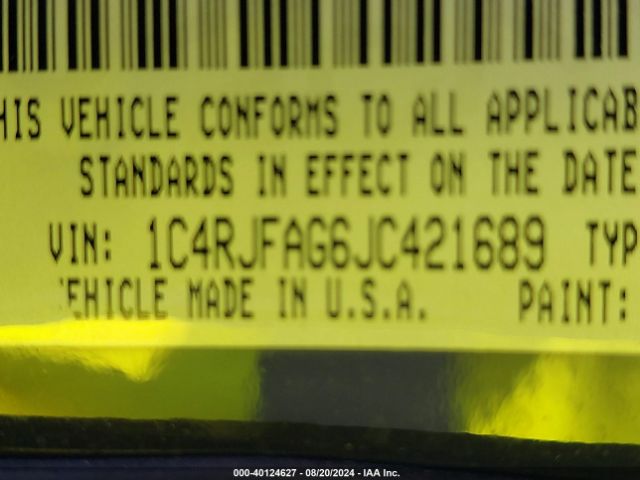 1C4RJFAG6JC421689 Jeep Grand Cherokee Upland 4x4