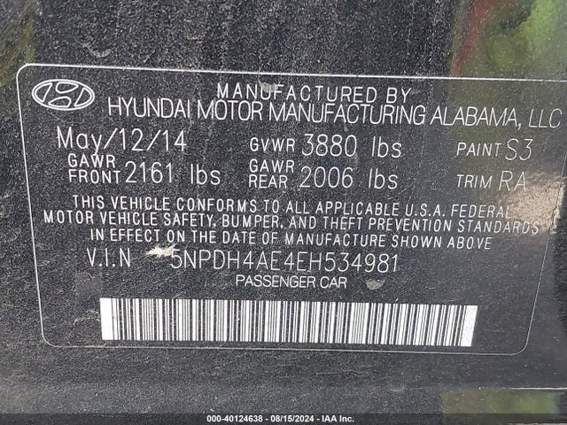 Hyundai ELANTRA SE 2014 5NPDH4AE4EH534981 Image 9