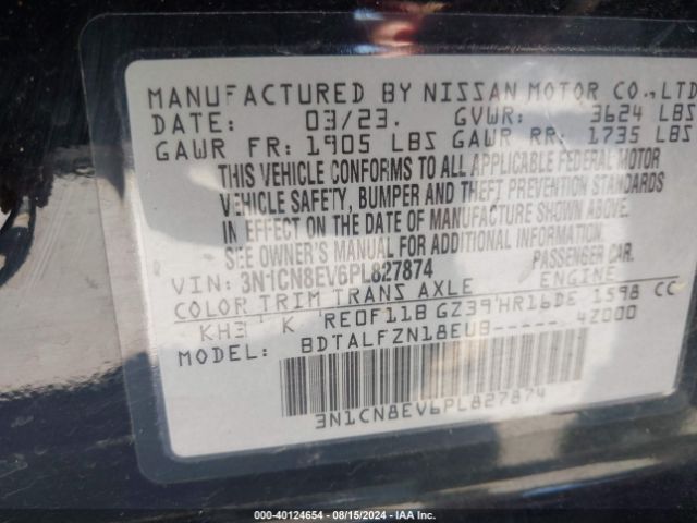 3N1CN8EV6PL827874 Nissan Versa 1.6 Sv Xtronic Cvt
