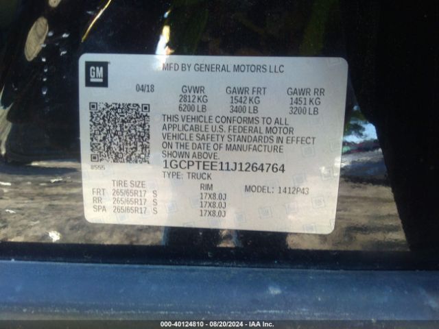 1GCPTEE11J1264764 Chevrolet Colorado Zr2