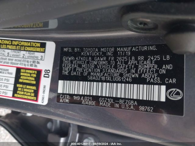 58ADZ1B1XLU061246 Lexus ES 350